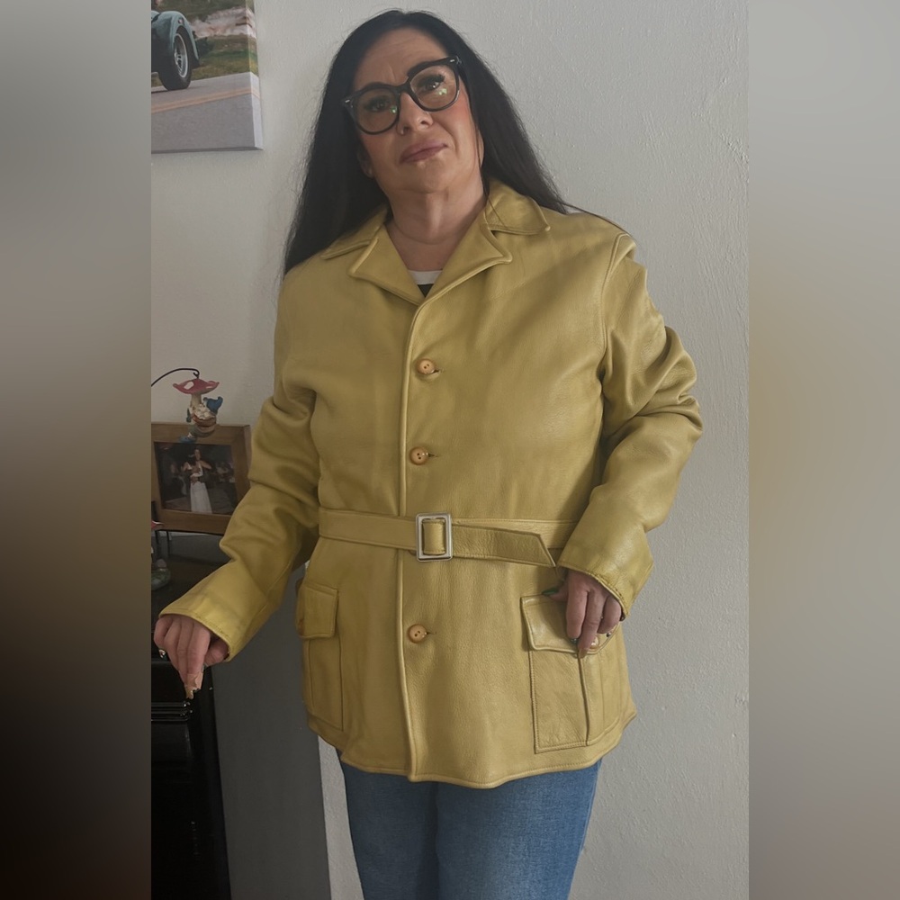 Authentic 70s Men's Yellow Genuine Leather Jacket